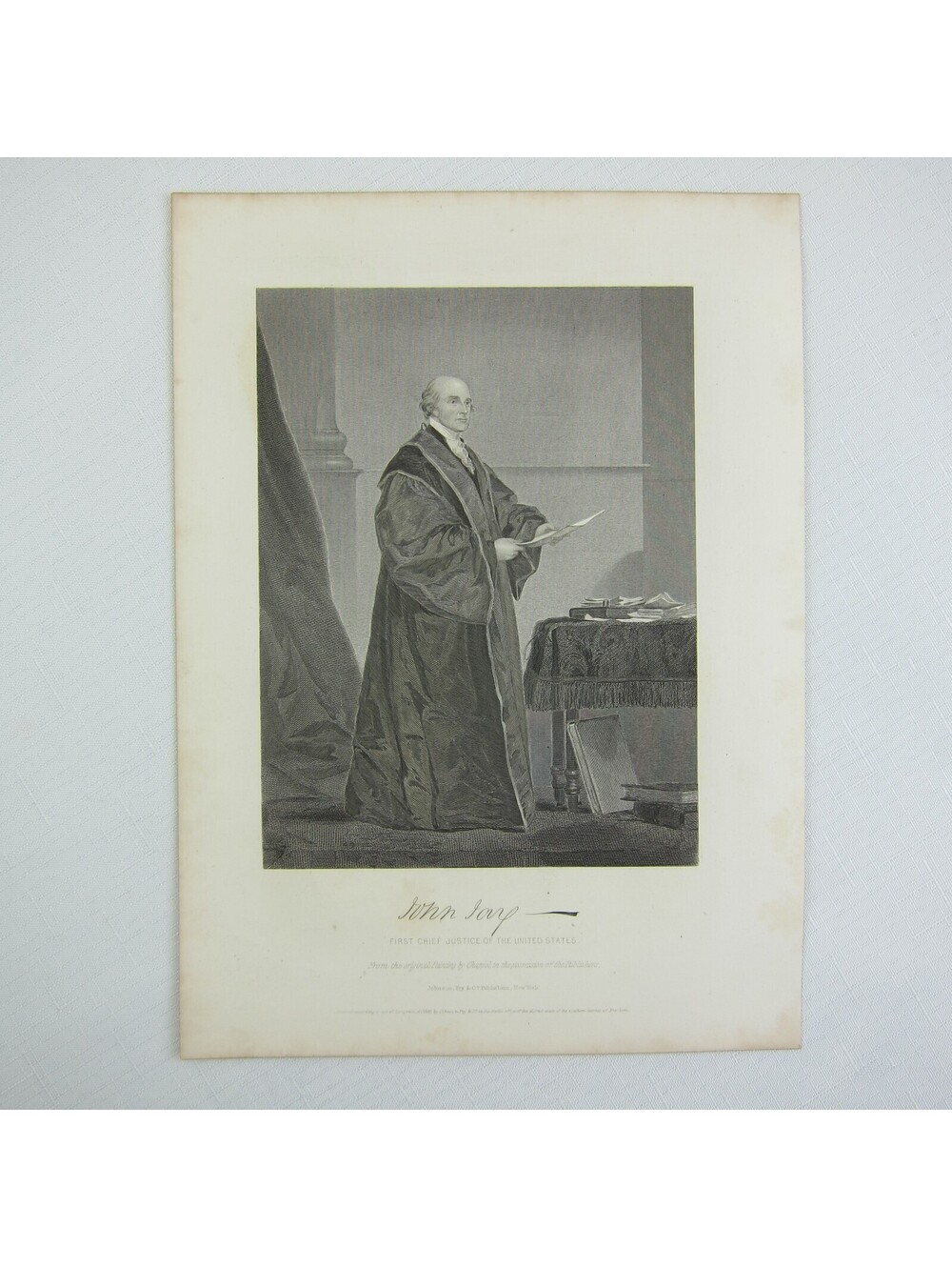 John Jay Antique 1862 Steel Engraving Print 1st Chief Justice Supreme Court